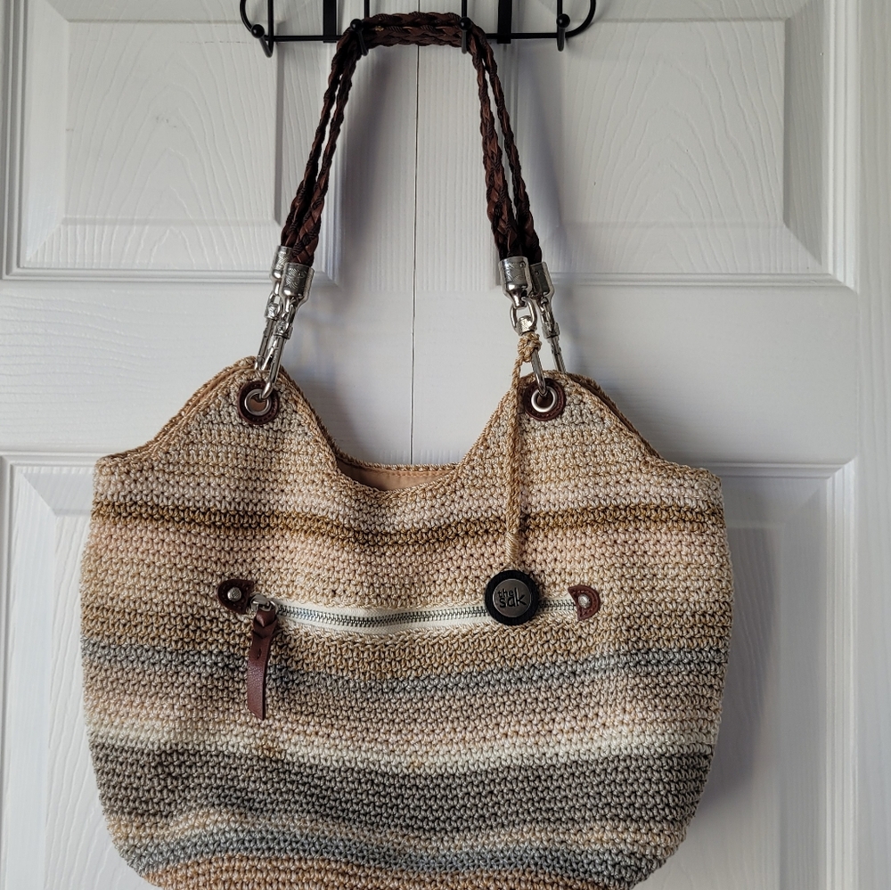 The Sak Crochet Bag with Zipper Boho Peasant Neutral Classic Summer